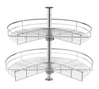 VEVOR Plateau Tournant pour Meuble d'Angle 71 cm 2 Niveaux Acier au Carbone Hauteur Réglable Rangement Cuisine