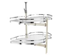 VEVOR Plateau Tournant pour Meuble d'Angle, Étagère Pivotante pour Placard d’Angle de 91,4 cm de Largeur, Tourniquet Réglable en Hauteur à 2 Niveaux, Fermeture Douce, Ouverture à Droite, Cuisine