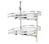 VEVOR Plateau Tournant pour Meuble d'Angle, Étagère Pivotante pour Placard d’Angle de 91,4 cm de Largeur, Tourniquet Réglable en Hauteur à 2 Niveaux, Fermeture Douce, Ouverture à Droite, Cuisine
