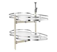 VEVOR Plateau Tournant pour Meuble d'Angle Ouverture à Gauche, Étagère Pivotante pour Placard d’Angle de 91,4 cm de Largeur, Tourniquet Réglable en Hauteur à 2 Niveaux, Fermeture Douce, Cuisine