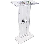 VEVOR Podium en acrylique transparent de 119,4 cm avec large surface de lecture et étagère de rangement, pupitre en acrylique transparent pour église, bureau, école