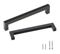 VEVOR Poignée de Meuble de Cuisine 30PCS Poignées de Porte d'Armoire en Acier Inoxydable Espacement des Trous Centraux 128 mm Poignées de Tiroir Modernes Carrées pour Cuisine Salle de Bain, Noir Mat