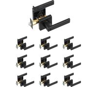 VEVOR Poignée de porte anti-regards noir mat Levier de porte 10 pcs. réversible à gauche ou à droite avec serrure, rotation à 45° pour ouverture, ferrure de porte carrée pour chambre à coucher salle d