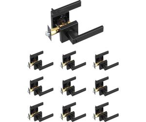 VEVOR Poignée de porte anti-regards noir mat Levier de porte 10 pcs. réversible à gauche ou à droite avec serrure, rotation à 45° pour ouverture, ferrure de porte carrée pour chambre à coucher salle d