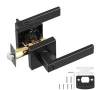 VEVOR Poignée de porte de confidentialité, 10 pcs, levier de porte carré, réversible à gauche ou à droite, avec verrouillage sans clé, rotation à 45° pour ouvrir, pour chambre, salle de bain, noir mat
