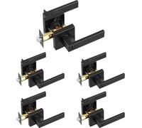 VEVOR Poignée de porte pare-vue noir mat Levier de porte 5 pcs. réversible à gauche ou à droite avec serrure, rotation de 45° pour ouverture, ferrure de porte carrée pour chambre à coucher salle de ba