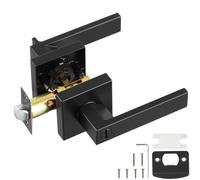 VEVOR Poignées de Porte Intérieure 1 Paire, Poignée de Porte à Condamnation avec Béquille Réversible Droite-Gauche, Verrouillage sans Clé, Rotation 45° pour Ouvrir, Salle de Bains Toilette, Noir