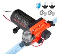 VEVOR Pompe à Eau à Membrane Auto-amorçante 12 V CC 18,9 L/min Pression 4,8 bar 4 Chambres, avec Pressostat, Pompe à Eau pour Camping-car, Lavage de Voitures, Bateaux, Irrigation Agricole, Jardin