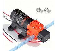 VEVOR Pompe à Eau à Membrane Auto-amorçante 12 V CC 4,5 L/min Pression 5,5 bar 2 Chambres, avec Colliers Serrage, Pompe à Eau pour Camping-car, Lavage de Voitures, Bateaux, Irrigation Agricole, Jardin