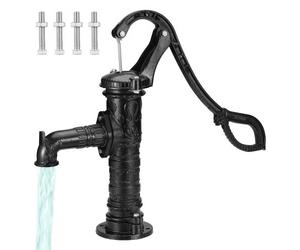 VEVOR Pompe à Eau Manuelle, Pompe à Main Fonte Jardin pour Puits à Bras, Style Vintage, Hauteur de Relevage Maximale 7 m, Poignée Ergonomique, Décoration pour Extérieur, Étang, Cour, Terrasse, Noir
