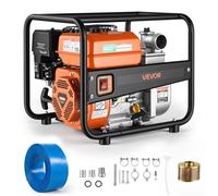 VEVOR Pompe à Eau Thermique 50,8 mm Motopompe à Essence 35885 L/h pour Irrigation Piscines Étangs Transfert Eau Semi-Déchets, 7 ch, Portable, Moteur à Essence, Tuyau Refoulement 7,6 m, Turbine Fonte