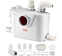VEVOR Pompe de Macération, 500 W, Pompe Macérateur Sanitaire 4 Entrées Eau, 110 L/min, Hauteur Refoulement 8 m, Élimination Eaux Usées pour Toilettes, Sous-sol, Douche, Évier, Buanderie, Baignoire