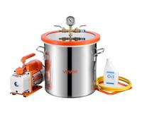 VEVOR Pompe à vide 3,5 CFM (99 L/min) – Chambre inox 18,92 L, couvercle verre trempé, 1 étage