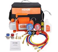 VEVOR Pompe à Vide Climatisation, 113 L/min, Pompe à Vide Frigoriste CVC 180 W avec Kit Jauges de Collecteur et Tuyau Tricolore, 1450 tr/min, Sac de Transport pour Climatiseur Automobile Réfrigération
