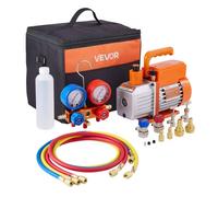 VEVOR Pompe à Vide Climatisation 115 L/min, à Palettes Rotatives, Mono-étage, Manomètre de Collecteur de Réfrigérant, Détecteur de Fuite, Sac de Transport, pour Réfrigérants R134a, R22, R410a, R1234YF