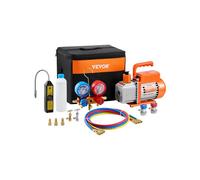 VEVOR Pompe à Vide Climatisation, 127 L/min, Pompe à Vide Frigoriste CVC 1 Étage, Kit Jauges Collecteur de Réfrigérant Clim Auto, Détecteur de Fuite, pour R134a, R12, R22, R502a, R410A, R404, R407C