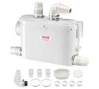 VEVOR Pompe de macération, 500 W, pompe de puisard d'égouts de macération avec 3 entrées d'eau, 6600 L/h, levage 8 m pour élimination eaux usées, toilettes, cave, cuisine, évier, douche, baignoire