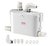 VEVOR Pompe de Macération, 500 W, Pompe Macérateur d'Égout avec 4 Entrées Eau, 110 L/min, Hauteur Refoulement 8 m, Élimination Eaux Usées pour Cuisine, Sous-sol, Douche, Évier, Buanderie, Baignoire