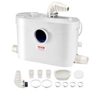 VEVOR Pompe de Macération, 900 W, Pompe Macérateur Sanitaire 4 Entrées Eau, 180 L/min, Hauteur Refoulement 12 m, Élimination Eaux Usées pour Toilettes, Sous-sol, Douche, Évier, Buanderie, Baignoire