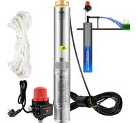 VEVOR Pompe de puits profond 3,5" 750W Pompe de puits 105L/min Pompe immergée Hauteur de refoulement max. 62m Pompe tubulaire 230V 50Hz Pompe à sable IP68 Pompe à eau 11 niveaux de roue Pompe idéale p