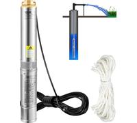 VEVOR Pompe de puits profond 3" 750W Pompe de puits 100L/min Pompe immergée hauteur de refoulement max. 66m Pompe tubulaire 230V 50Hz Pompe à sable IP68 Pompe à eau 16 niveaux de roue Pompe idéale pou