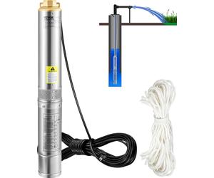 VEVOR Pompe de puits profond 3" 750W Pompe de puits 100L/min Pompe immergée hauteur de refoulement max. 66m Pompe tubulaire 230V 50Hz Pompe à sable IP68 Pompe à eau 16 niveaux de roue Pompe idéale pou
