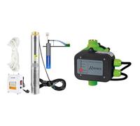 VEVOR Pompe Immergée pour Puits 190 L/min 57 m Pompe à Eau pour Puits Profond en Acier Inox & RIBILAND - Interrupteur automatique ACQUACONTROL +