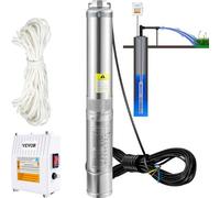 VEVOR Pompe Immergée pour Puits 6600 L/h 44 m Pompe à Eau pour Puits Profond en Acier Inox, Pompe à Eau Électrique 370 W, Pompe de Puits Submersible Automatique Usage Domestique Agricole Industriel
