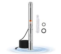 VEVOR Pompe immergée pour puits profond, 1100 W puissance d'entrée, 230 V, pompe à eau en acier inox, débit 100 L/min, hauteur de 75 m, avec cordon de 20 m, indice d'étanchéité IP68, pour maison, irri