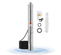VEVOR Pompe immergée pour puits profond, 1100 W puissance d'entrée, pompe à eau en acier inox, débit 65 L/min, hauteur de 85 m, avec cordon 20 m, boîtier de commande externe, IP68, pour maison, irriga