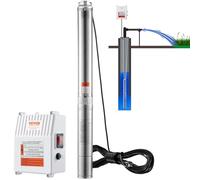 VEVOR Pompe Immergée pour Puits Profond, 1500 W, Pompe à Eau en Acier Inox, Débit 9,8 m³/h, 108 m, avec Cordon Électrique 19,4 m, Boîtier de Commande Externe, IP68 pour Maison, Irrigation Industrielle