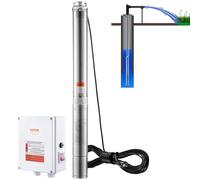 VEVOR Pompe Immergée pour Puits Profond, 2200 W, Pompe à Eau en Acier Inox, Débit 9,8 m³/h, 144 m, avec Cordon Électrique 19,4 m, Boîtier de Commande Externe, IP68 pour Maison, Irrigation Industrielle