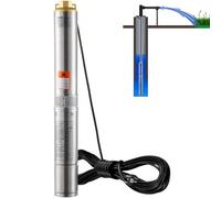 VEVOR Pompe Immergée pour Puits Profond, 370 W, Pompe à Eau en Acier Inoxydable, Débit 5,3 m³/h, 50 m, avec Cordon Électrique 9,1 m, Pompe Étanche IP68 pour Usage Domestique, Irrigation Industrielle