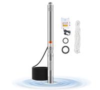 VEVOR Pompe immergée pour puits profond, 550 W, pompe à eau en acier inox, débit 100 L/min, hauteur de 53 m, avec cordon 20 m, boîtier de commande externe, IP68, pour maison, irrigation industrielle