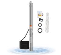 VEVOR Pompe immergée pour puits profond, 910 W puissance d'entrée, pompe à eau en acier inox, débit 100 L/min, hauteur de 53 m, avec cordon 20 m, boîtier de commande externe, IP68, pour maison, irriga
