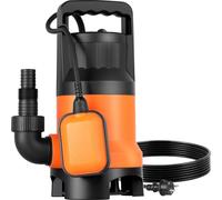VEVOR Pompe submersible 650W, 15000L/h, PP-GF20 Pompe pour eaux usées, eaux chargées & eaux propres avec interrupteur à flotteur automatique, hauteur de refoulement 8m, pour piscines étangs zones inon