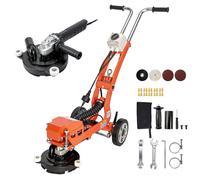 VEVOR Ponceuse à Béton Électrique 1400 W 3700 tr/min, Surfaceuse de Sol, Disque de Ponçage 18 cm, pour Marbre, Pierre, Sol Époxy, Poignée Réglable, Raccord Aspirateur, Double Contrôle Débris, Orange
