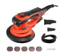 VEVOR Ponceuse Excentrique 152 mm 400 W Ponceuse Orbitale sans Balais CA pour Ponçage de Bois, 7 Vitesses Variables 4000-10000 tr/min, avec 10 Disques Abrasifs, Sac à Poussière, Tuyau d'Aspiration