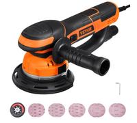 VEVOR Ponceuse orbitale aléatoire, 152 mm, ponceuse excentrique électrique à double action DA et GA, 850 W, 6 vitesses variables, 10 papiers de verre, connecteur anti-poussière, pour ponçage du bois