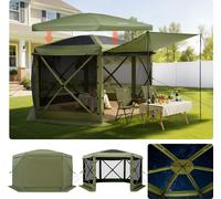 VEVOR Pop-up Pavillon, 3 x 3 m, grande tente de camping à 6 côtés avec toit amovible & sac de transport, tente de réception, protection solaire pour 6-8 personnes sur la terrasse et dans le jardin, ve