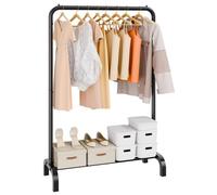 VEVOR Portant à Vêtements 101x40x151 cm Porte-Manteau avec Étagères à Chaussures 1 Tringle Penderie à Vêtements en Acier au Carbone Stable pour Rangement Présentation Buanderie Chambre à Coucher Noir