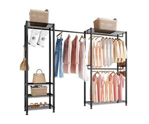 VEVOR Portant à Vêtements Autoportant, Portemanteau avec Cadre en Acier, Penderie à Vêtements avec Capacité de Charge de 363 kg, avec Tringles, pour Rangement, Chambre, Couloir, Magasin, Noir