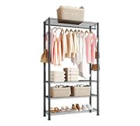 Portant à Vêtements Avec 4 Etagères Réglables Capacité 227kg Avec 1 Tringle