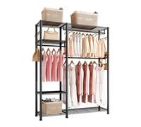 VEVOR Portant à Vêtements avec 6 Étagères Réglables, Portemanteau avec Cadre en Acier, Penderie à Vêtements Capacité de Charge 363 kg, avec 3 Tringles, pour Rangement, Chambre et Magasin, Noir