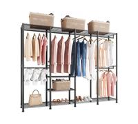 VEVOR Portant à Vêtements avec Étagères Réglables, Portemanteau avec Cadre en Acier, Penderie à Vêtements Capacité de Charge 499 kg, avec 4 Tringles, pour Rangement, Chambre et Magasin, Noir