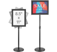 VEVOR Porte-Affiche 279 x 216 mm Présentoir sur Pied Rotation à 360° Hauteur Réglable 820-1250 mm Panneau d'Affichage en Alu avec Base Lestée et Feuille PVC pour Menu Information Mariage Restaurant