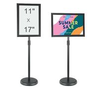 VEVOR Porte-Affiche 420 x 297 mm Présentoir sur Pied Rotation à 360° Hauteur Réglable 850-1357 mm Panneau d'Affichage en Alu avec Base Lestée et Feuille PVC pour Menu Information Mariage Restaurant
