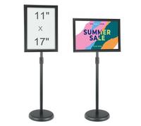 VEVOR Porte-Affiche 420 x 297 mm Présentoir sur Pied Rotation à 360° Hauteur Réglable 850-1357 mm Panneau d'Affichage en Alu avec Base Lestée et Feuille PVC pour Menu Information Mariage Restaurant