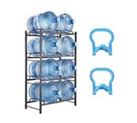 VEVOR Porte-bouteilles d'eau à 4 niveaux, porte-bouteilles de 5 gallons, porte-bouteilles à double rangée pour 8 bouteilles, porte-bouteilles d'eau robuste pour cuisine, bureau, salon, noir