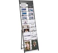 VEVOR Porte-brochures Porte-revues avec 20 poches, Porte-littérature Porte-catalogue Présentoir incliné en métal, Présentoir de livres au sol pour les foires et expositions de bureau, Présentoir